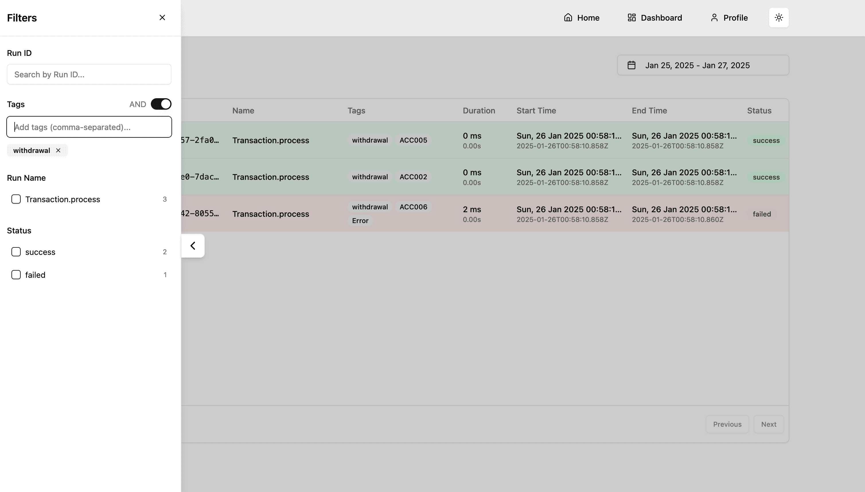 Advanced Filtering Interface